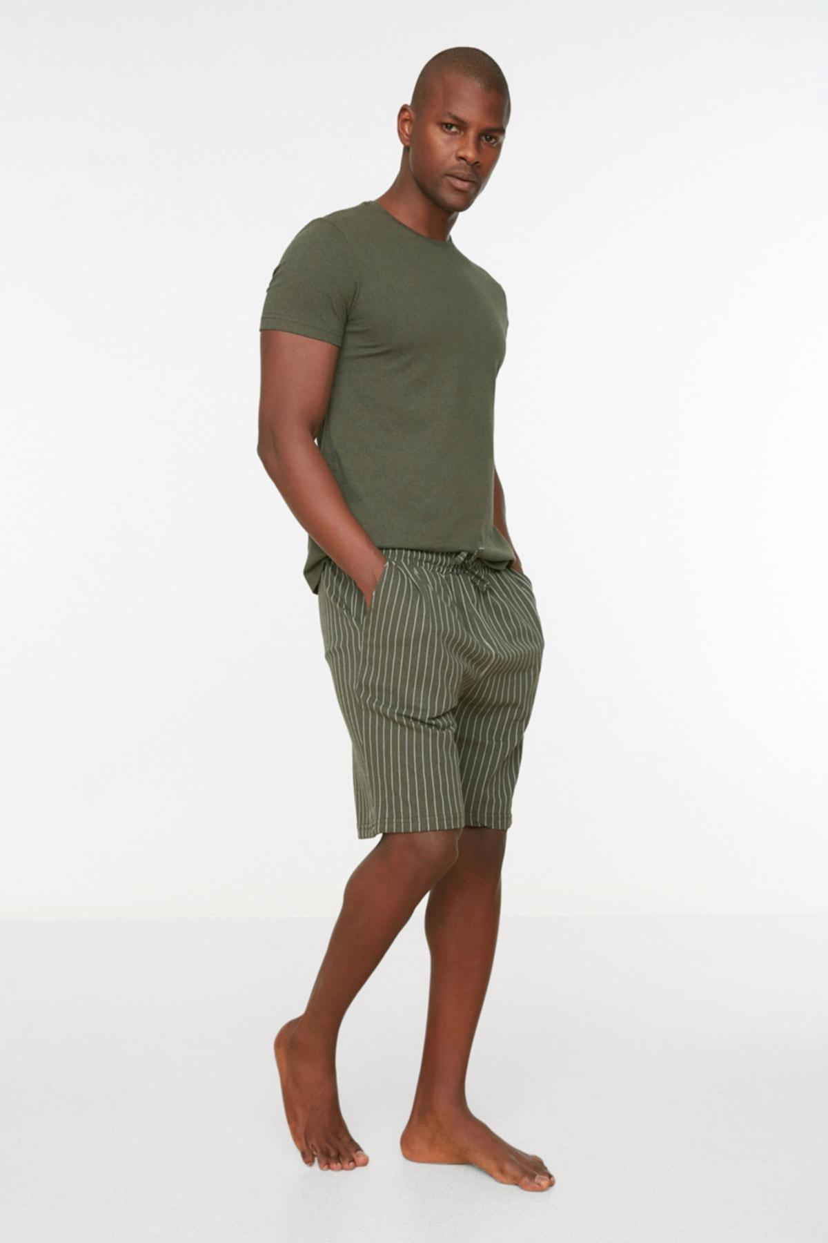 Khaki Striped Pajama Set, , large image number 2