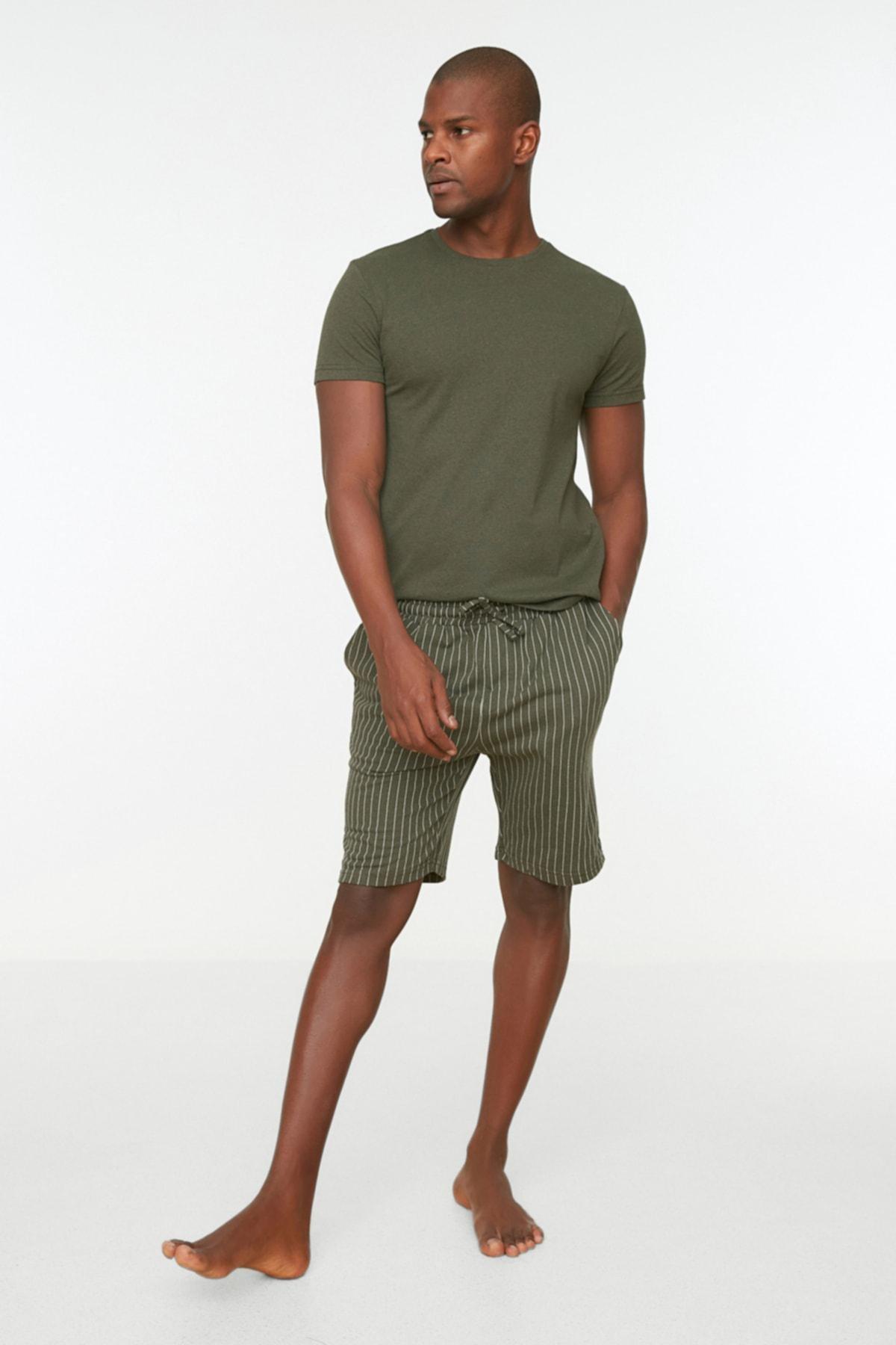 Trendyol - Khaki Striped Pajama Set