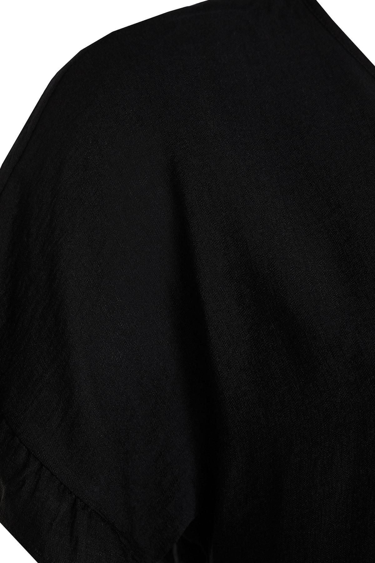 Black Oversize Crew Neck Plus Size Blouse, , large image number 6