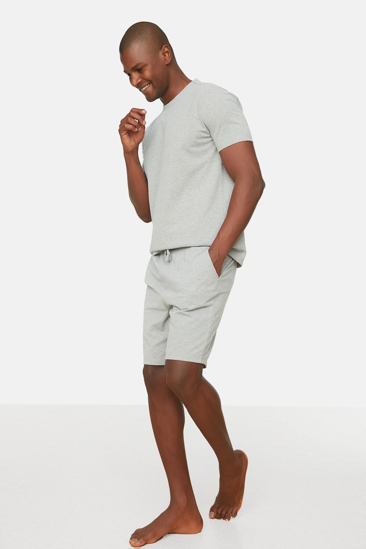 Grey Plain Pajama Set, Gray, large image number 0
