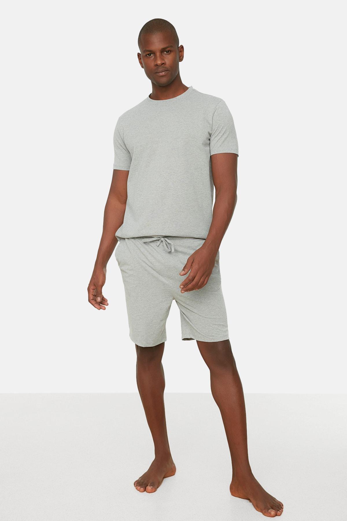 Grey Plain Pajama Set, Gray, large image number 1