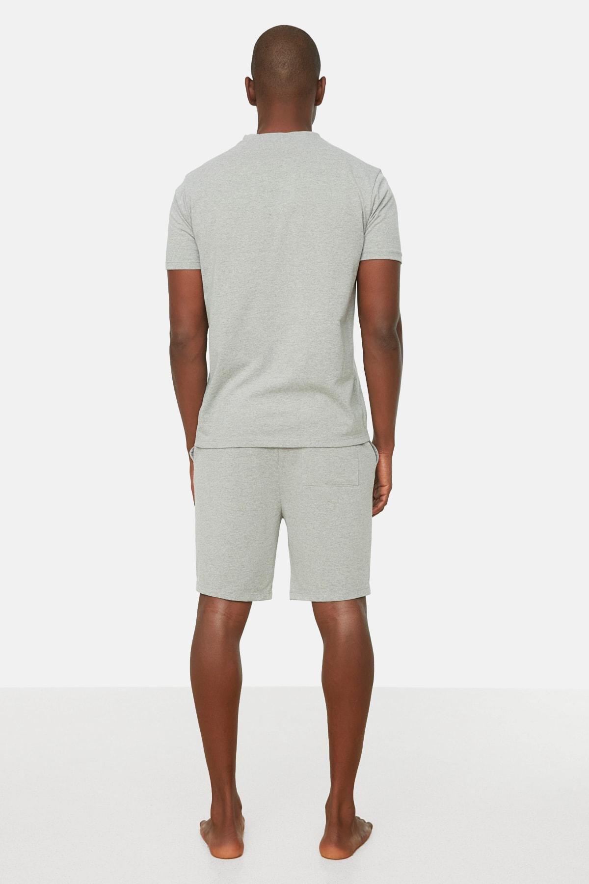 Grey Plain Pajama Set, Gray, large image number 3