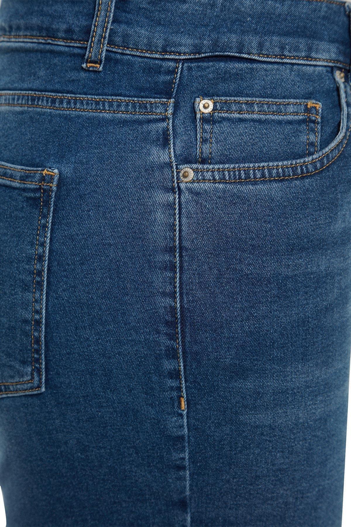 Blue Mid Waist Plus-Size Shorts, , large image number 10