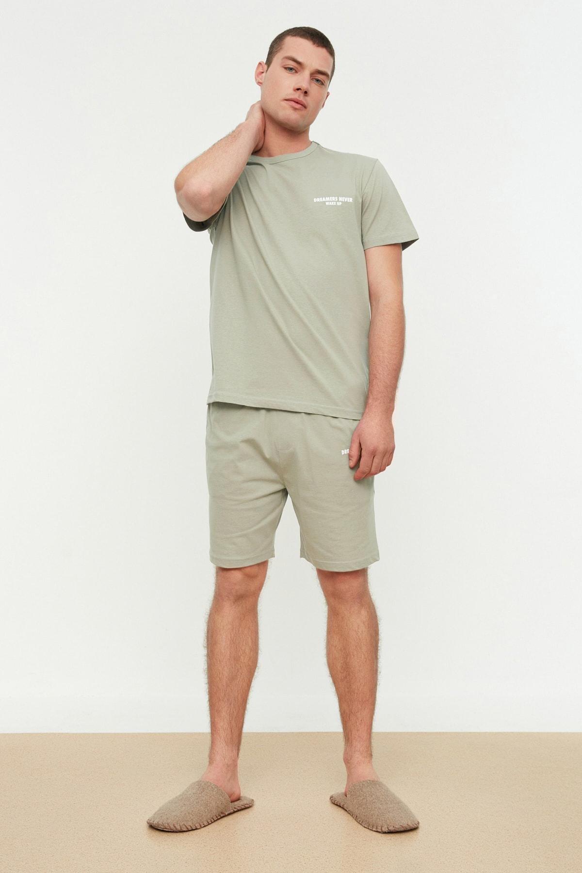 Khaki Printed Pajama Set, , large image number 2