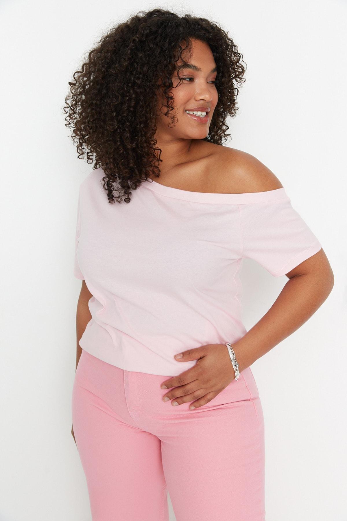 Pink Off-Shoulder Plus Size Top, Set Of 2, , medium