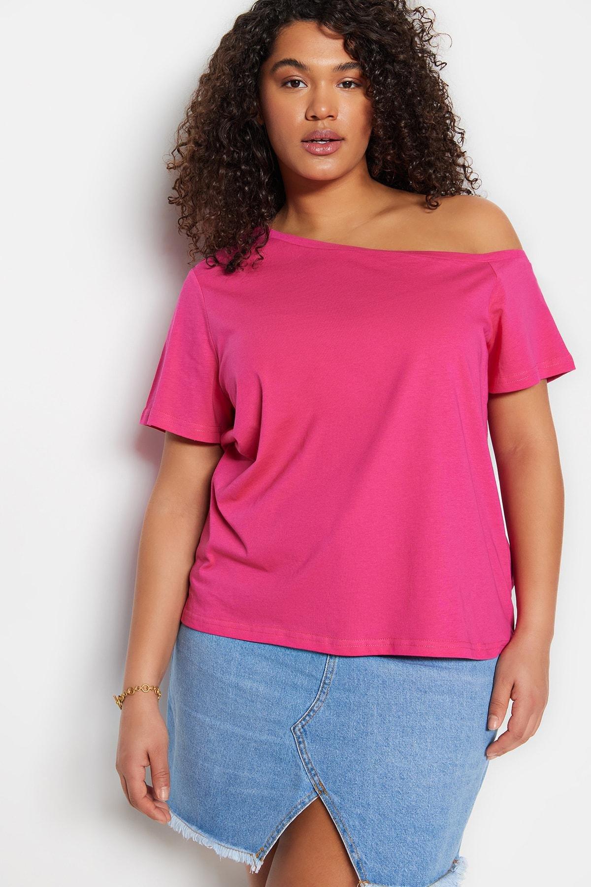 Pink Off-Shoulder Plus Size Top, Set Of 2, , large image number 2