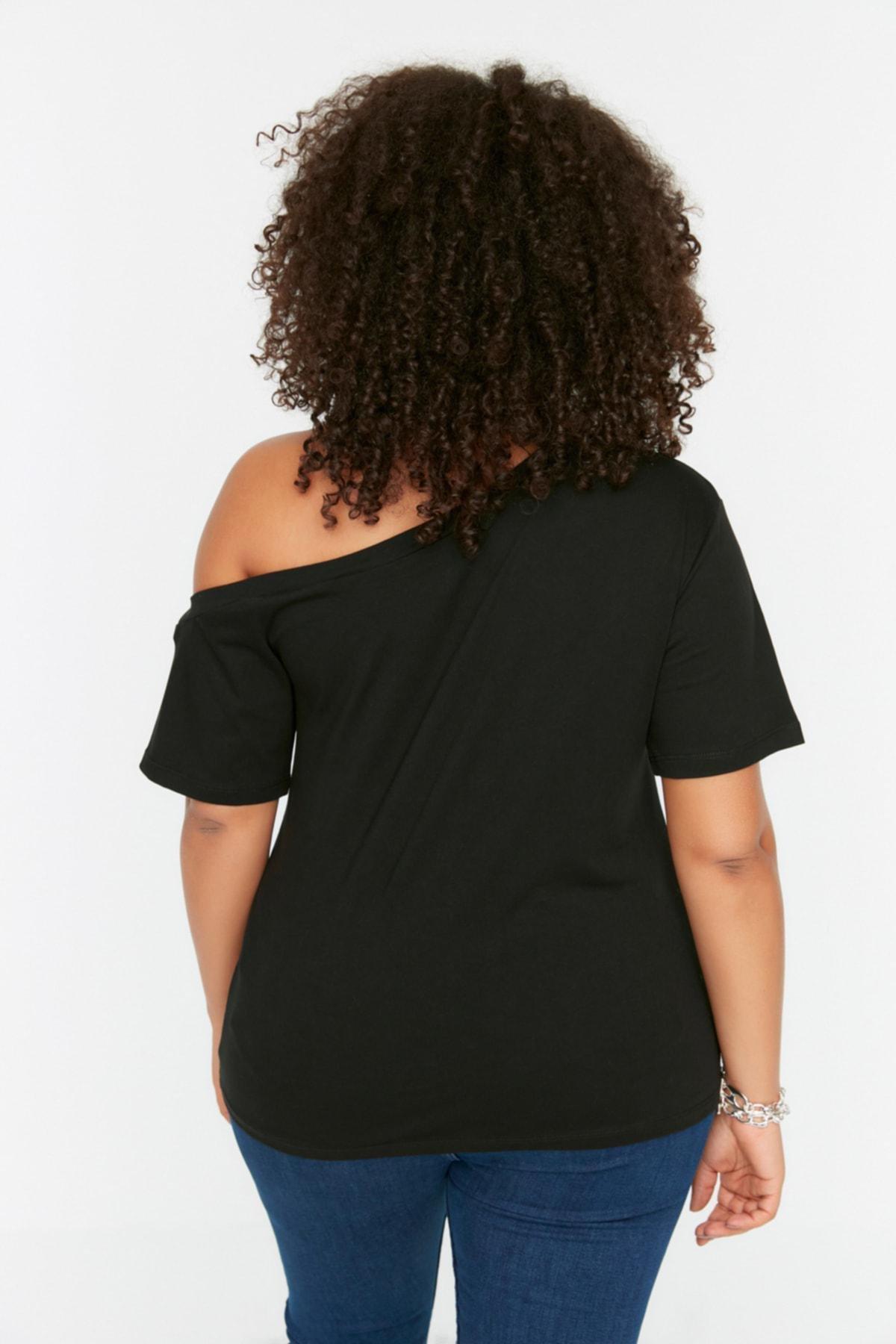 Black Off-Shoulder Plus Size Blouse, , large image number 4