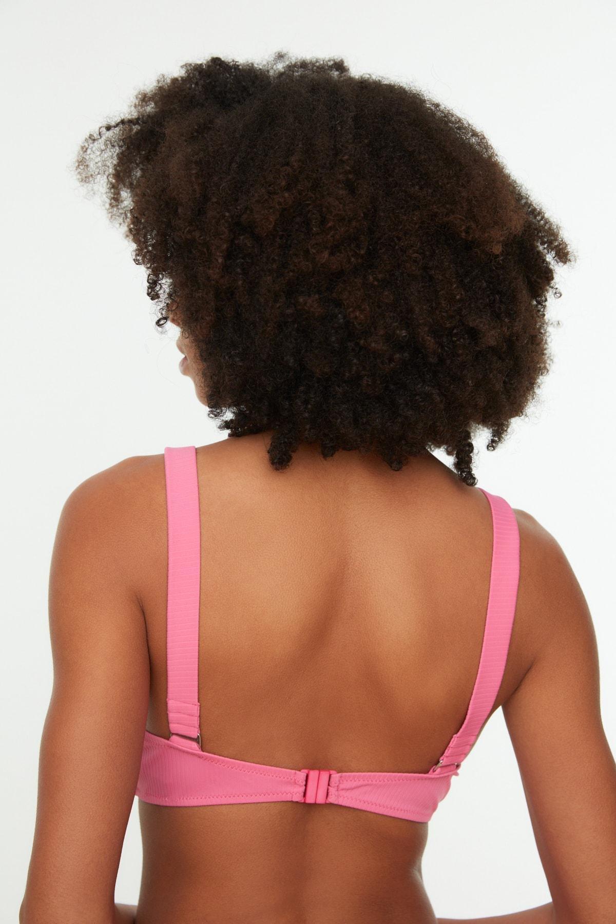Trendyol - Pink Plain Bikini Top