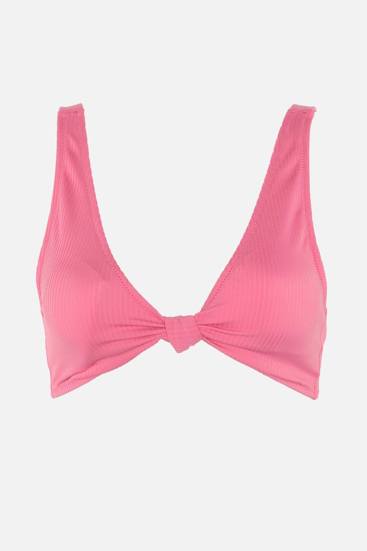Trendyol - Pink Plain Bikini Top