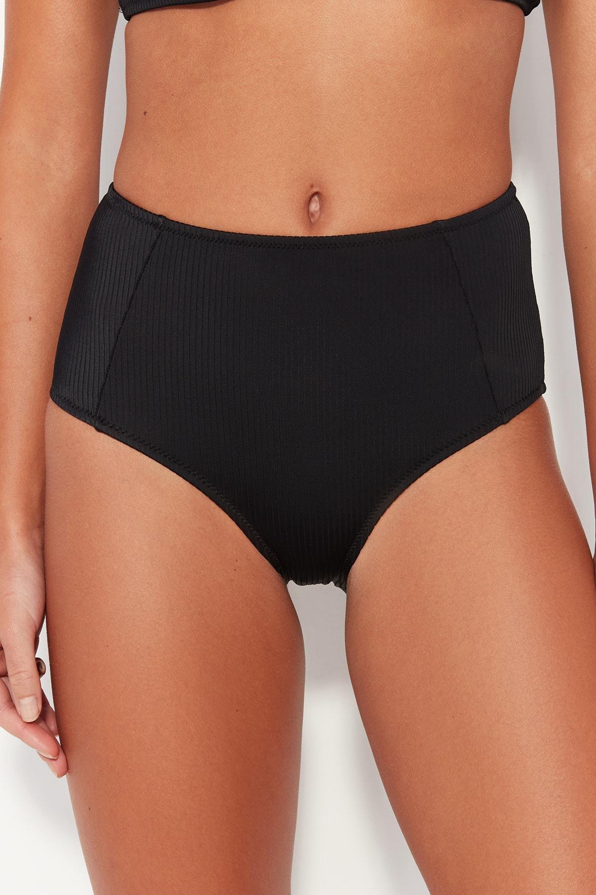 Black Textured Bikini Bottom, , large image number 0