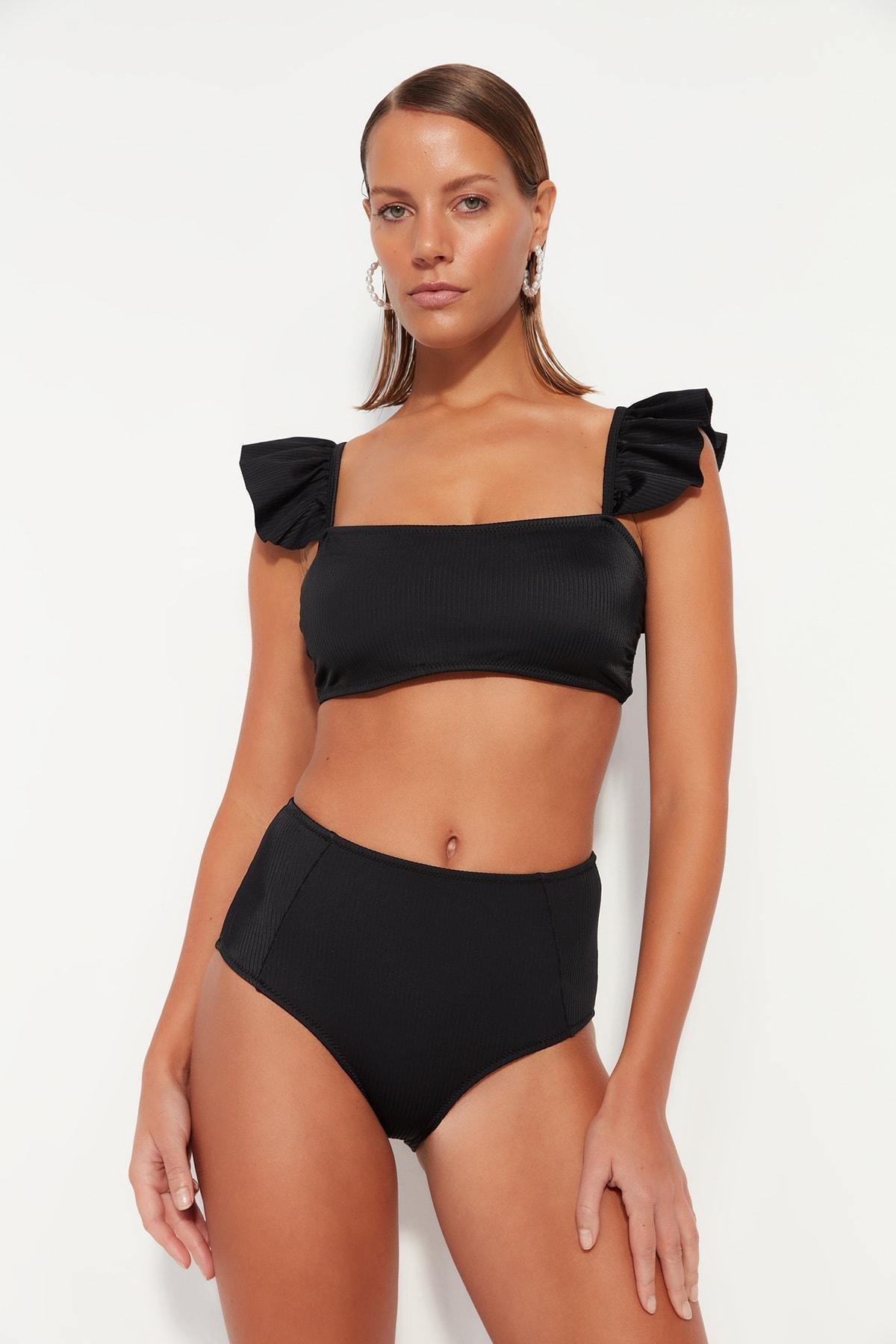 Black Textured Bikini Bottom, , large image number 1
