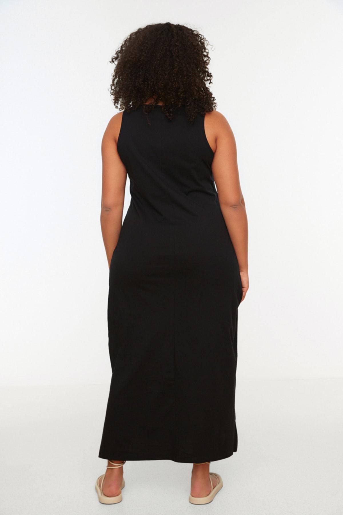 Black Mermaid Plus Size Midi Dress, , large image number 4