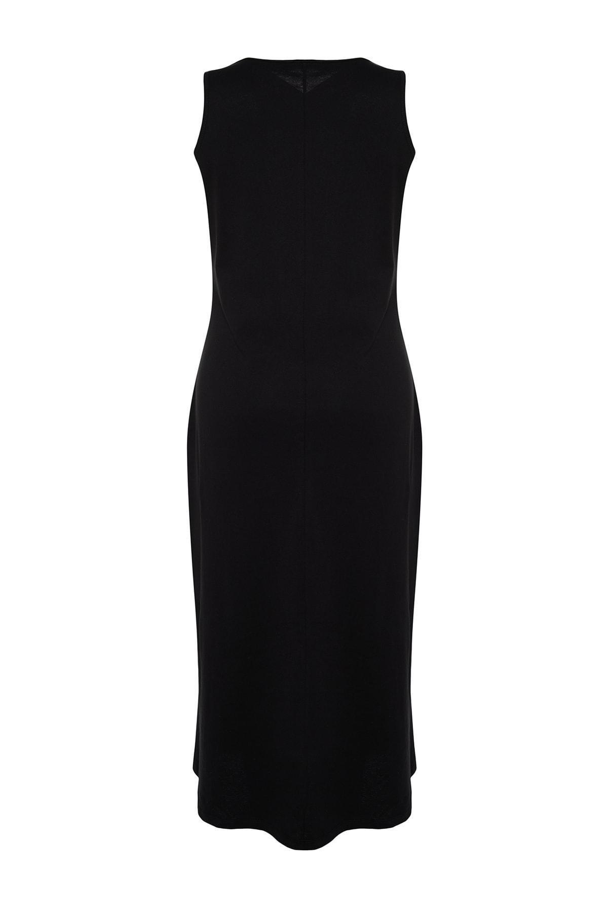 Black Mermaid Plus Size Midi Dress, , large image number 5