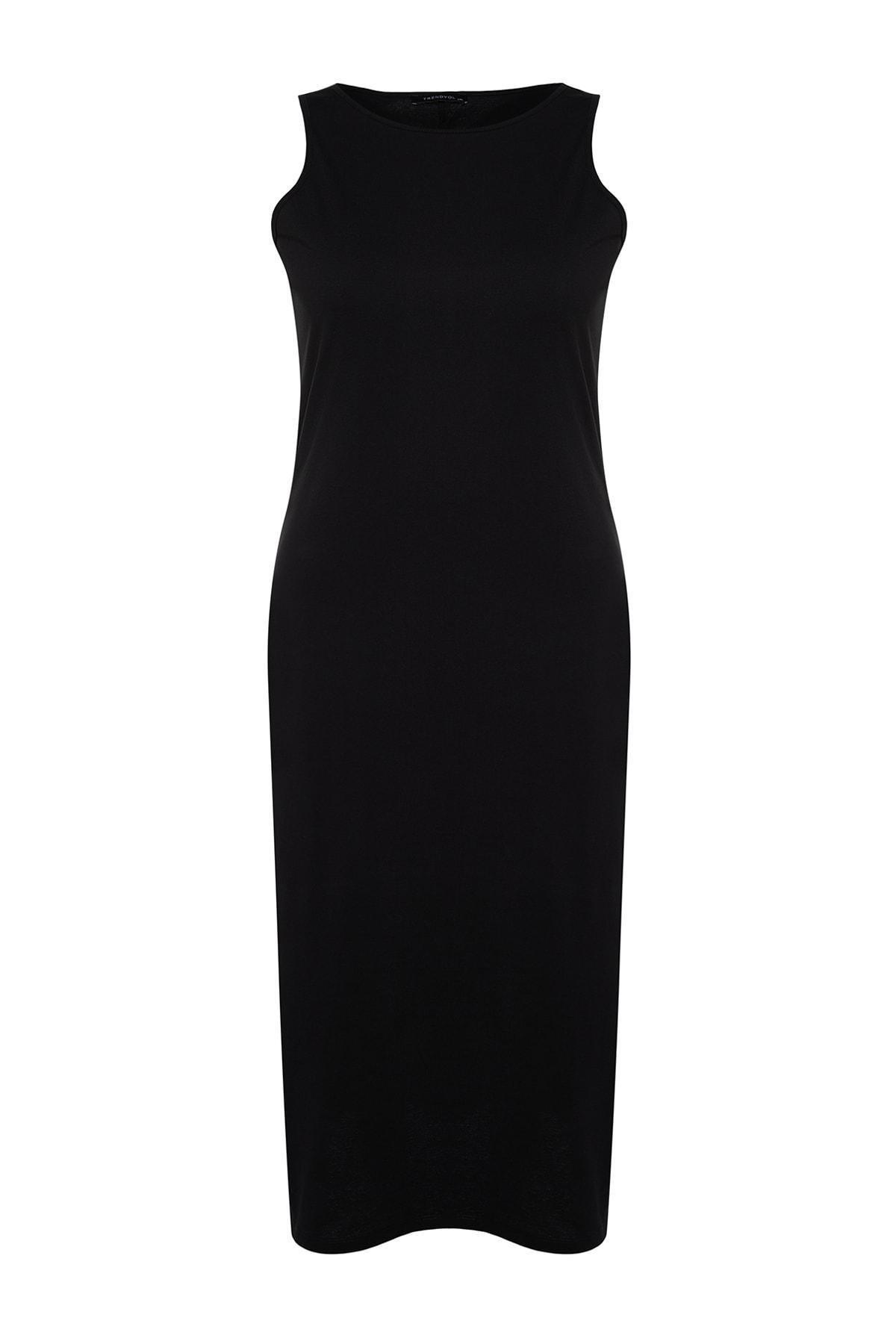 Black Mermaid Plus Size Midi Dress, , large image number 7