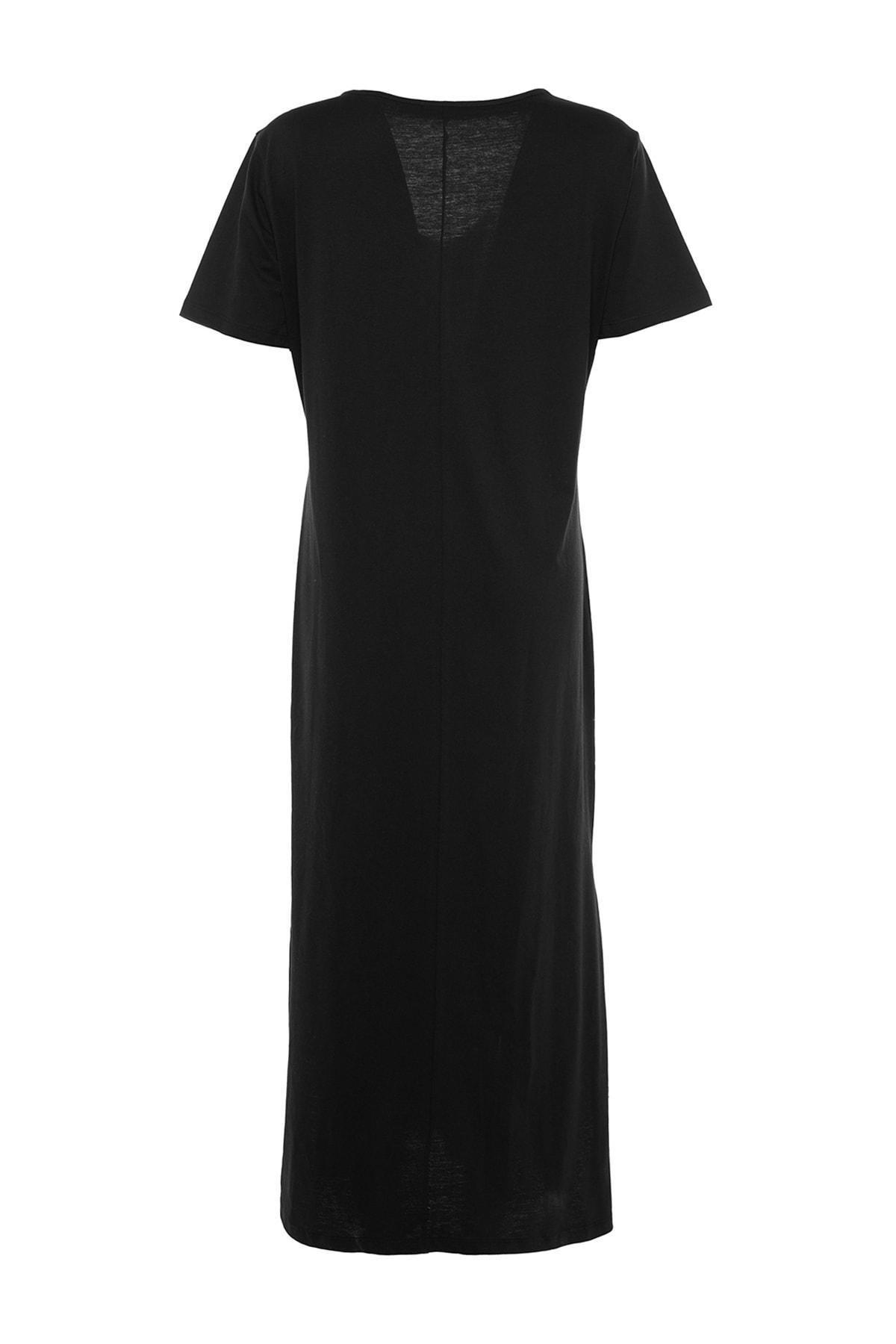 Black V-Neck Plus Size Dress, , large image number 7