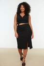 Trendyol - Black Double-Breasted Plus Size Two Piece Set