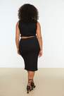Trendyol - Black Double-Breasted Plus Size Two Piece Set