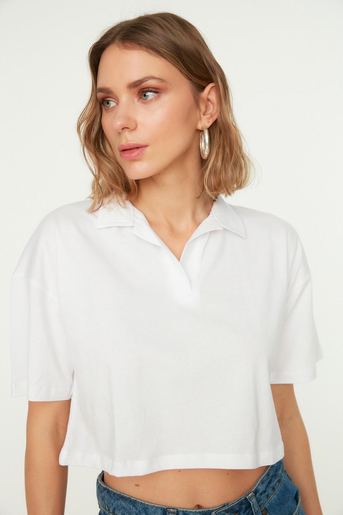 White Polo Neck T-Shirt, , large image number 0
