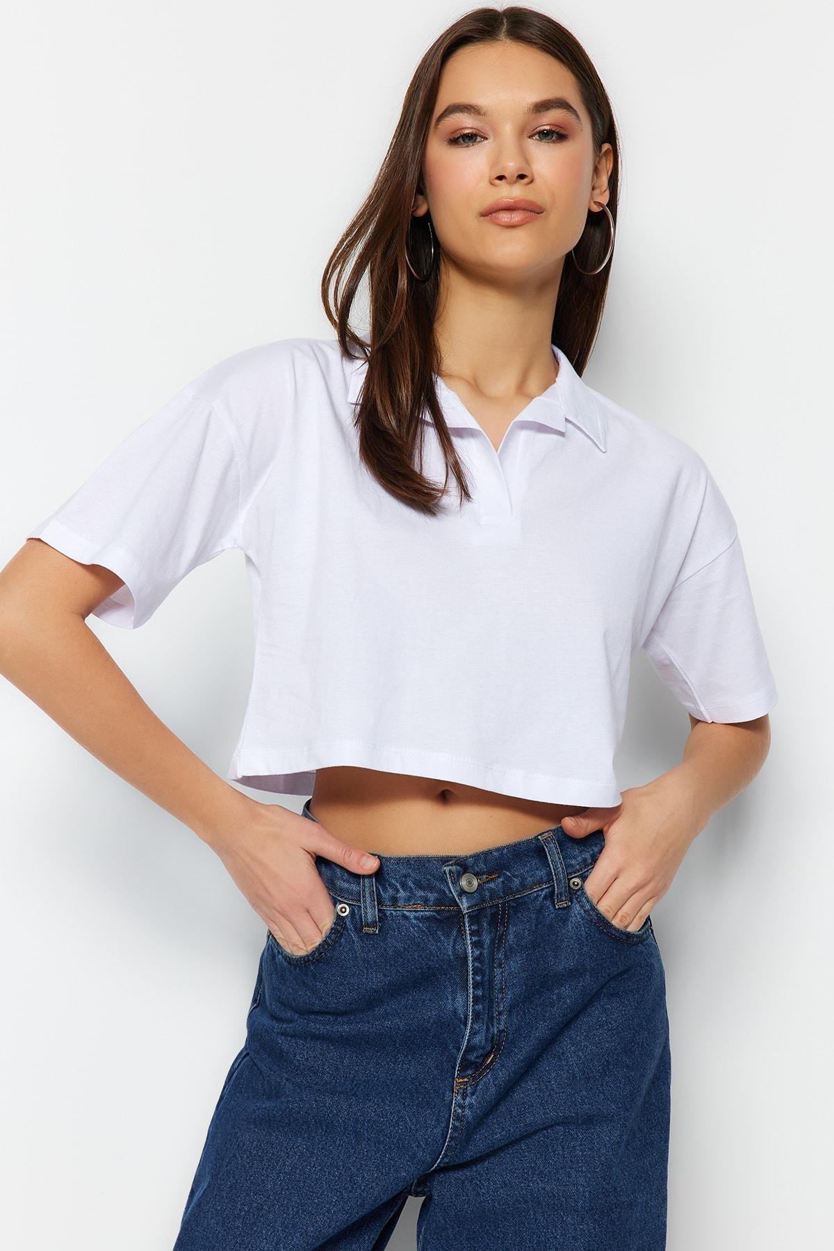 White Polo Neck T-Shirt, , large image number 3