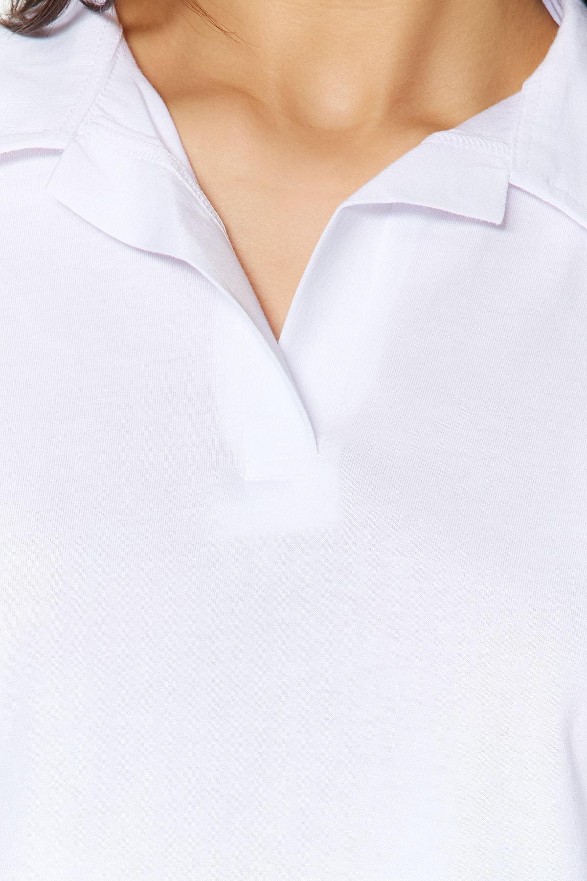 White Polo Neck T-Shirt, , large image number 5
