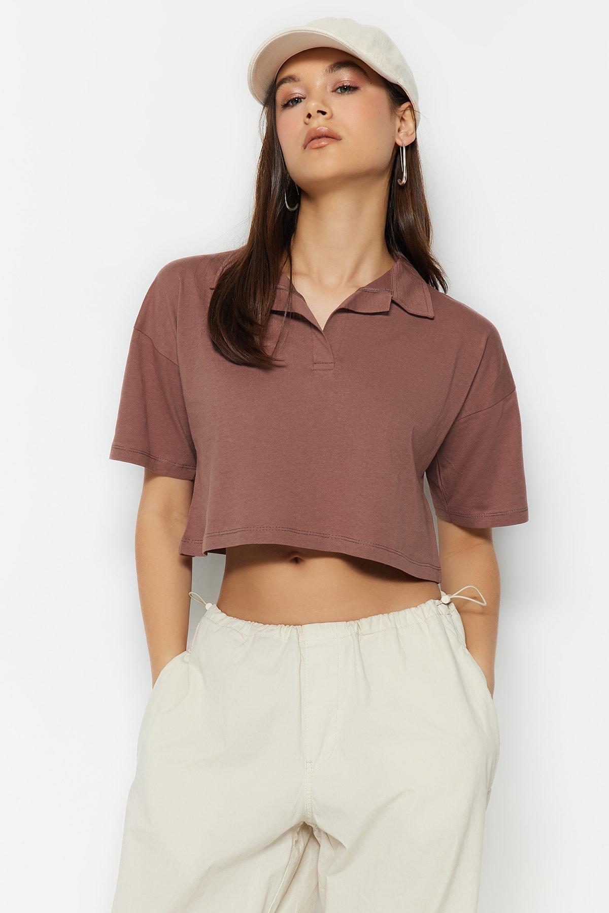 Brown Polo Neck Tshirt, Brown, large image number 2