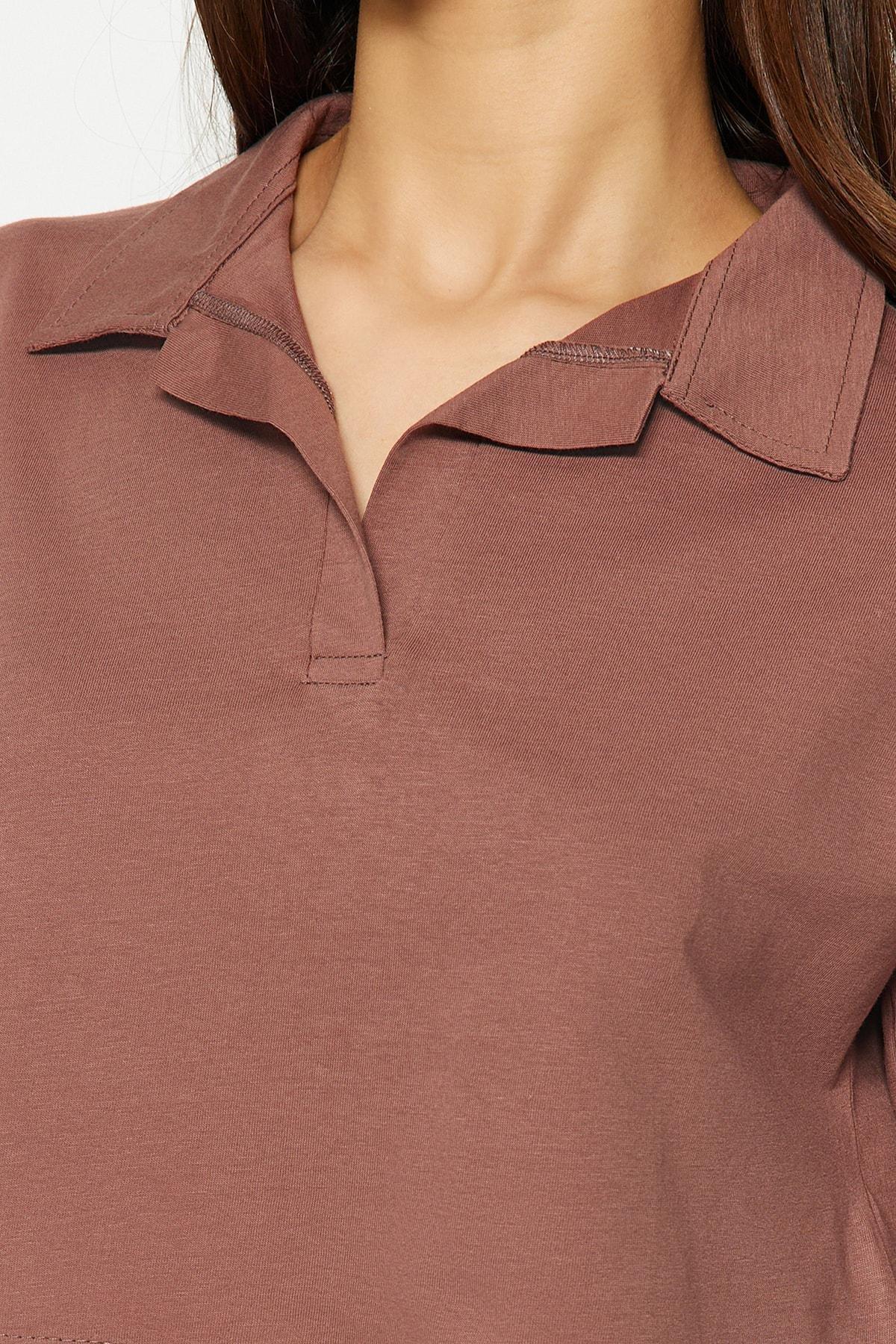 Brown Polo Neck Tshirt, Brown, large image number 5