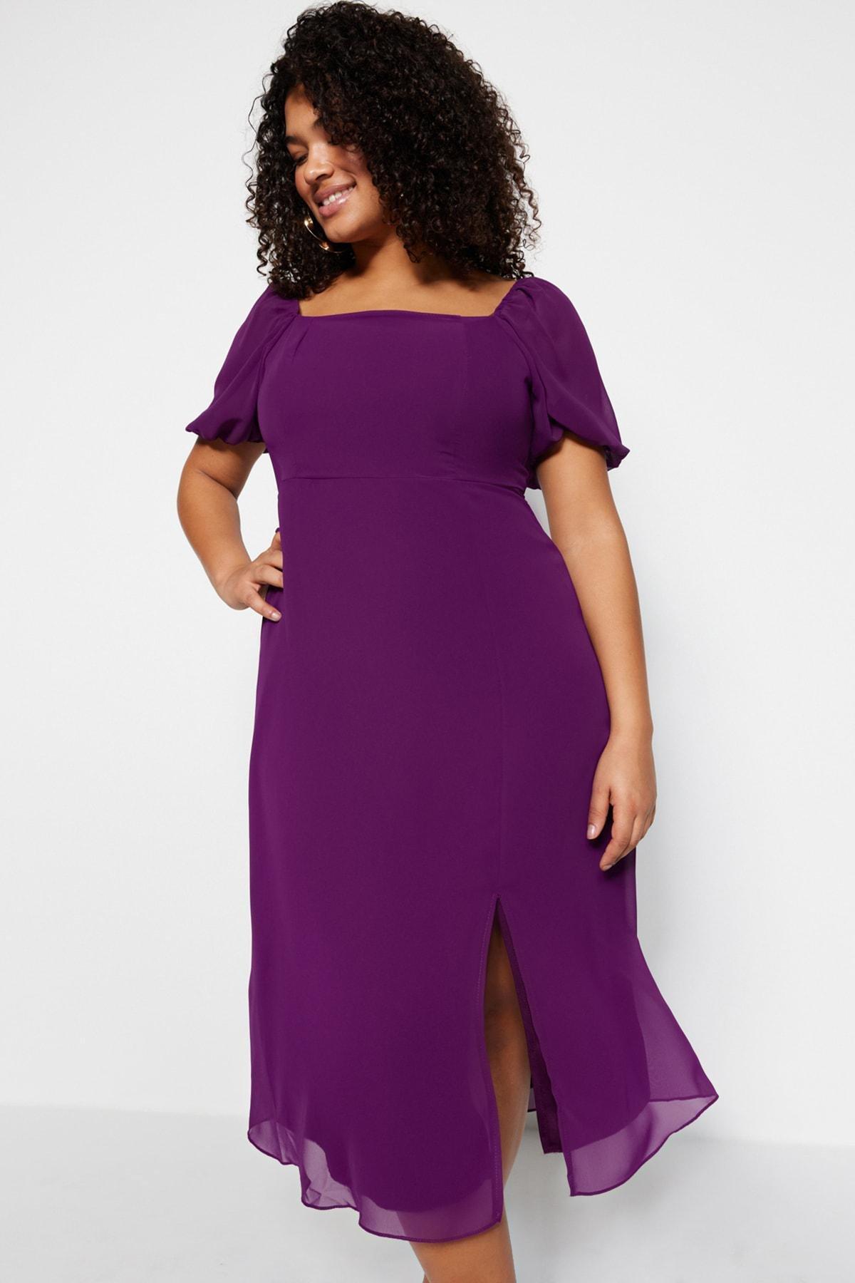 Trendyol - Purple A-Line Plus Size Dress