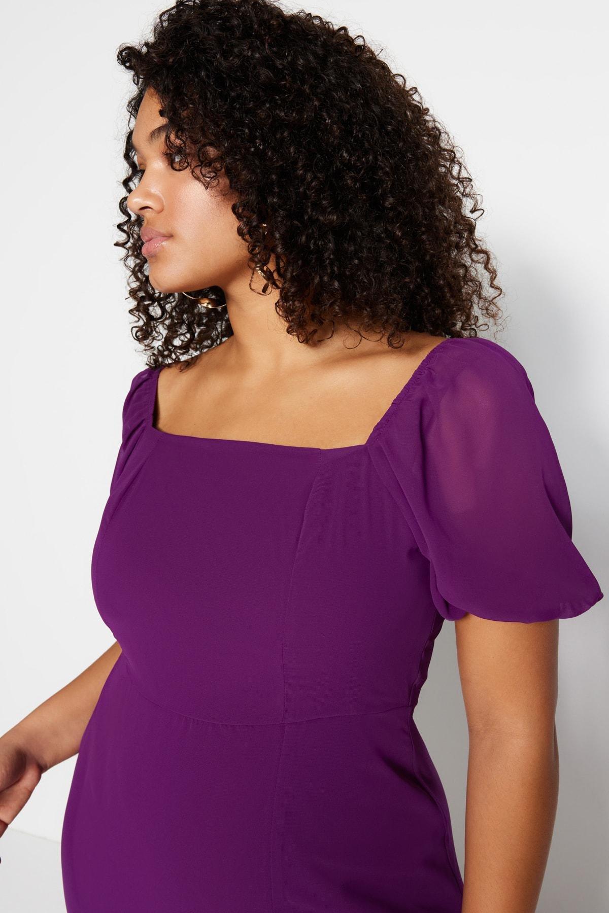 Trendyol - Purple A-Line Plus Size Dress