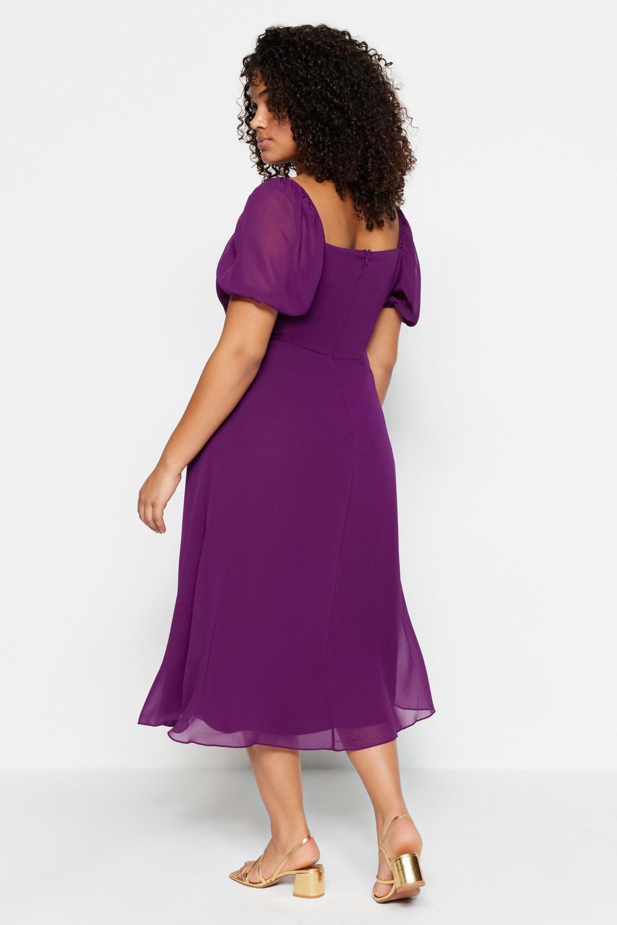 Purple A-Line Plus Size Dress, , large image number 4