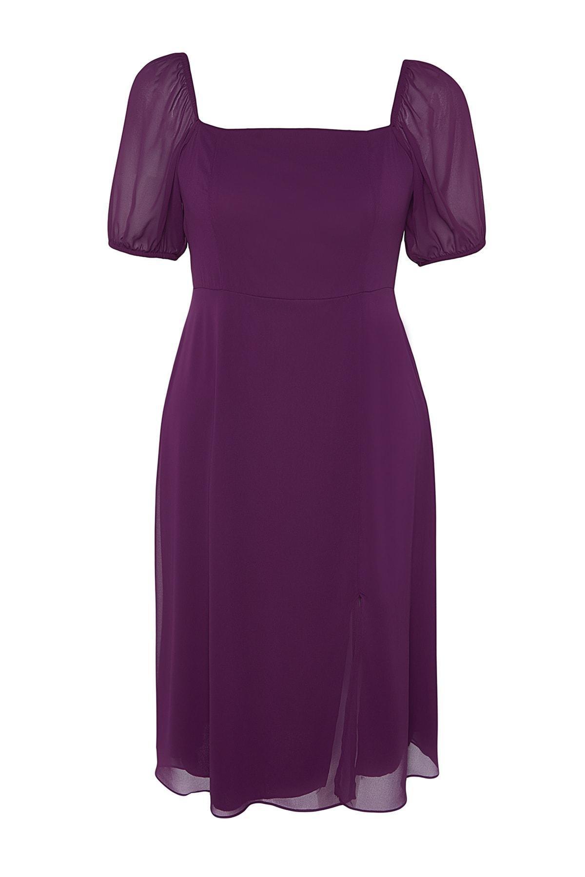 Trendyol - Purple A-Line Plus Size Dress