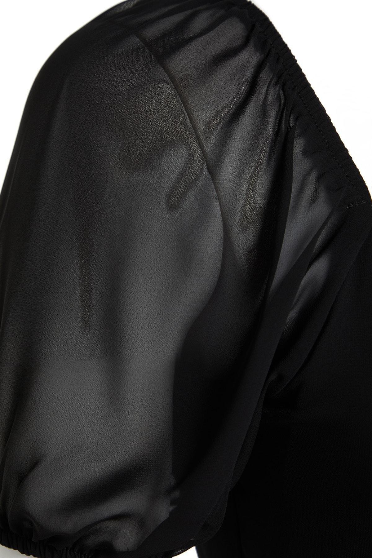 Black A Line Plus Size Midi Dress, , large image number 6