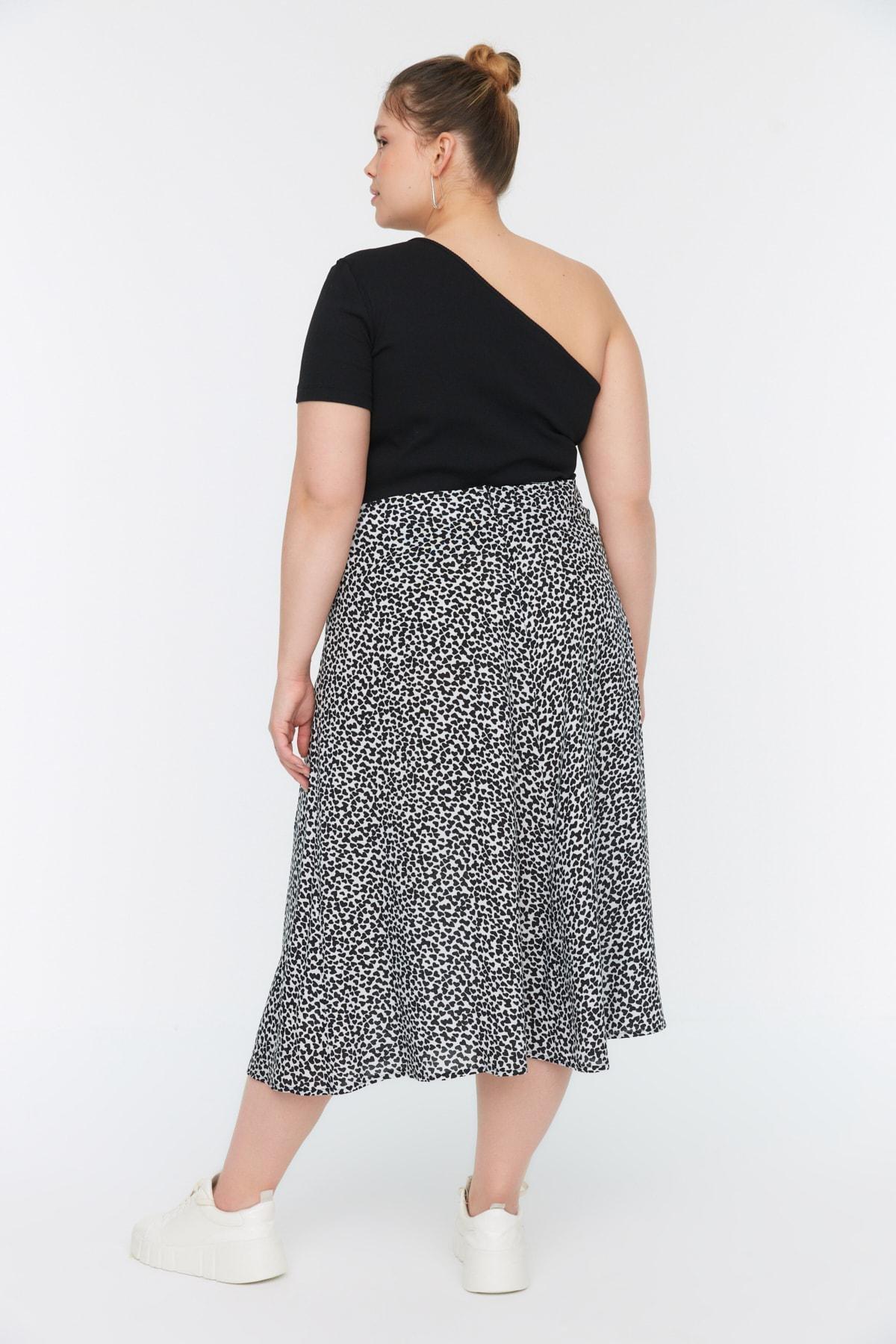 Black Midi Plus Size Skirt, , large image number 4