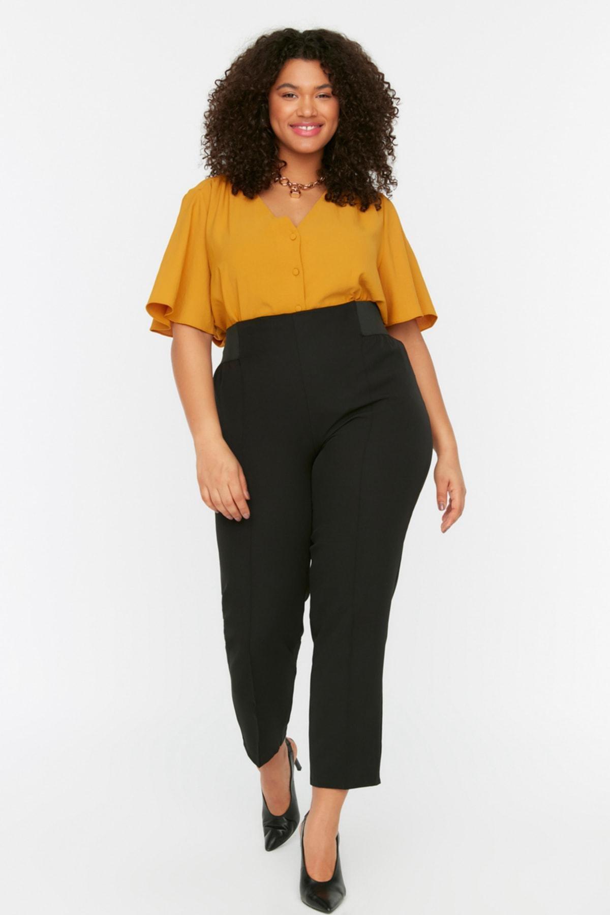 Black Plus Size Cigarette Pants, , large image number 0