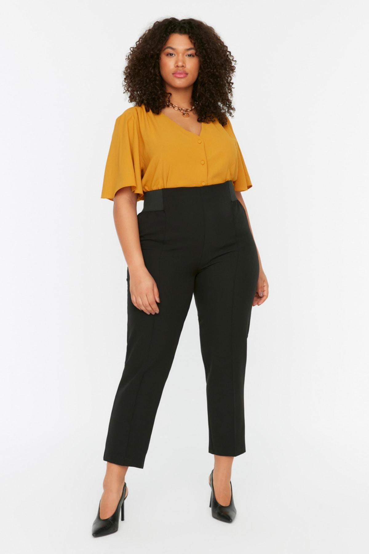 Black Plus Size Cigarette Pants, , large image number 1