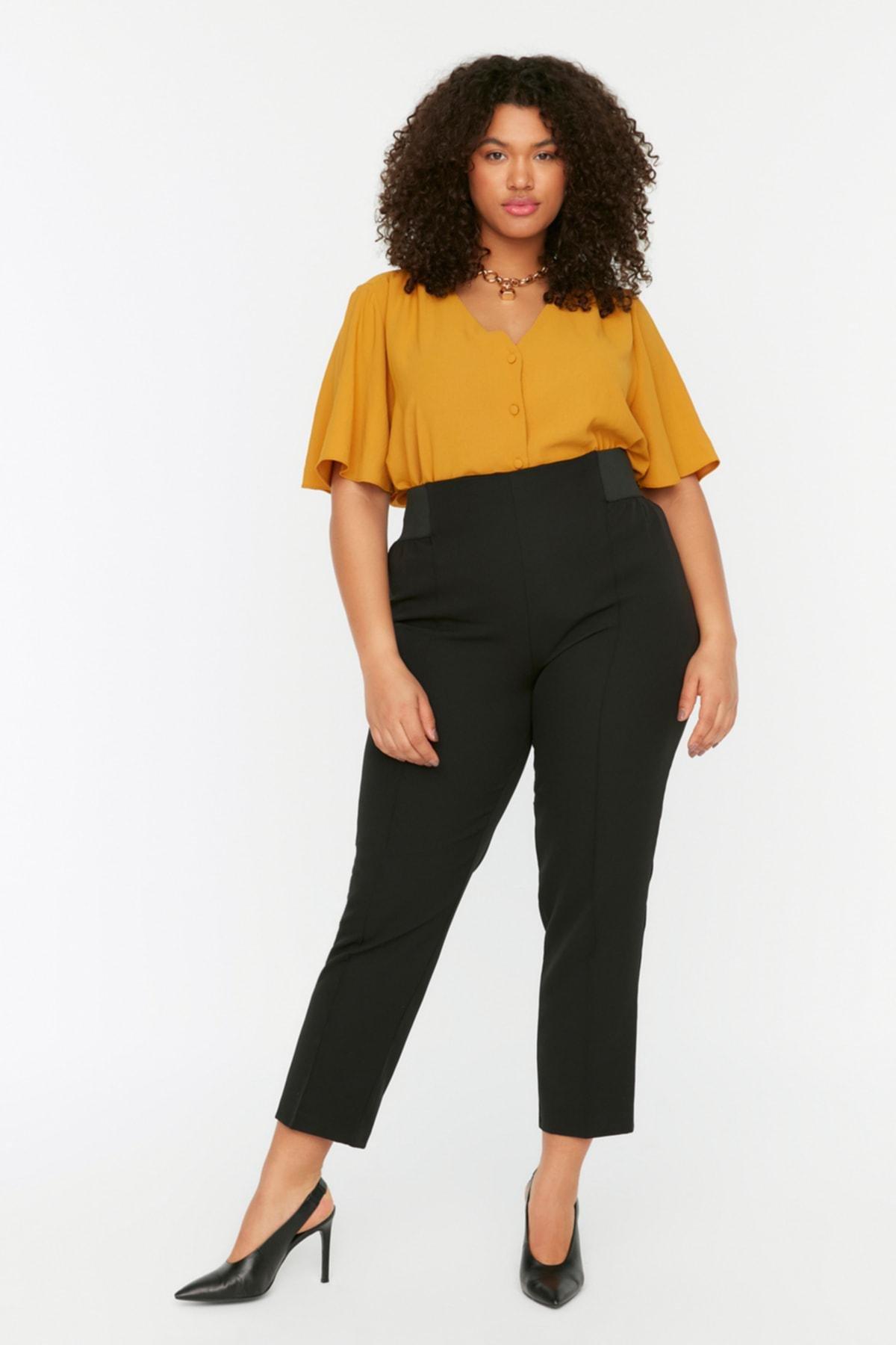 Black Plus Size Cigarette Pants, , large image number 2