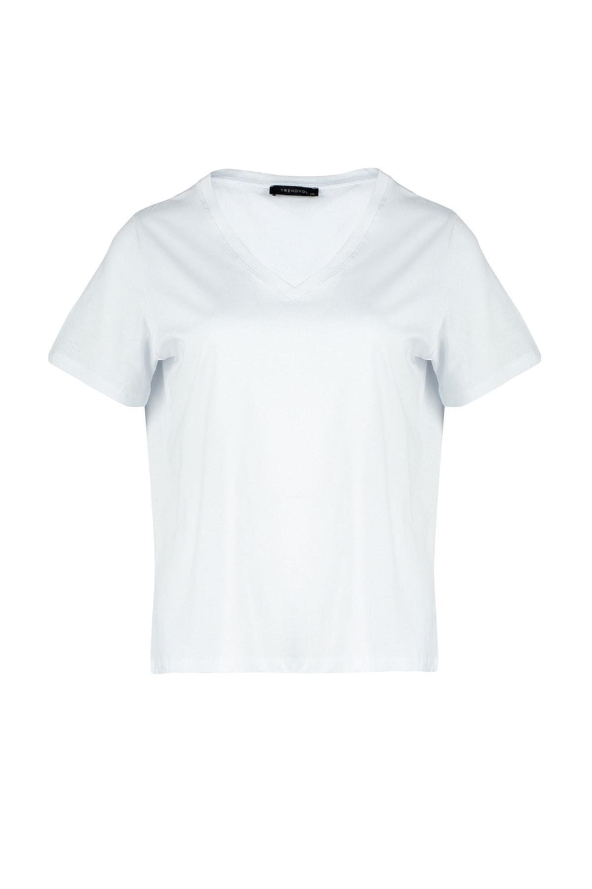 White Square Collar Plus Size T-Shirt, , large image number 6