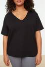 Trendyol - Black Square Collar Plus Size T-Shirt