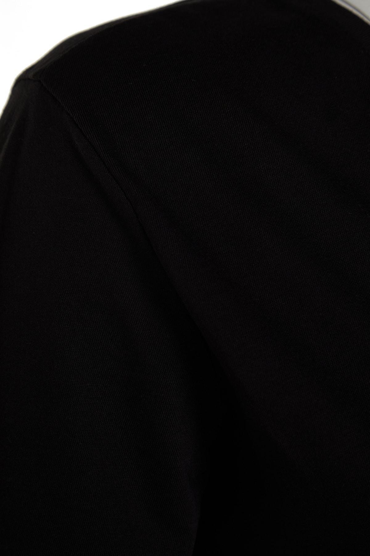 Black Square Collar Plus Size T-Shirt, Black, large image number 7