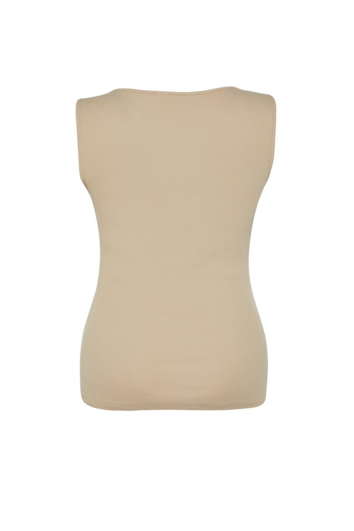 Beige Square Collar Plus Size Camisole, , large image number 7