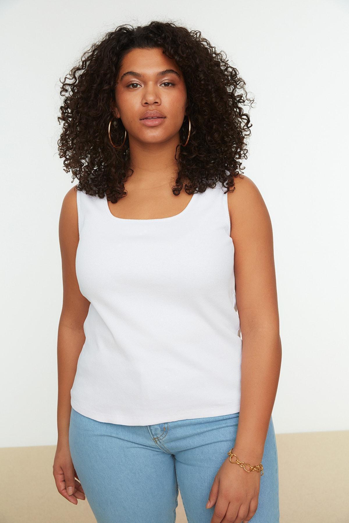 White Square Collar Plus Size Camisole, , large image number 3