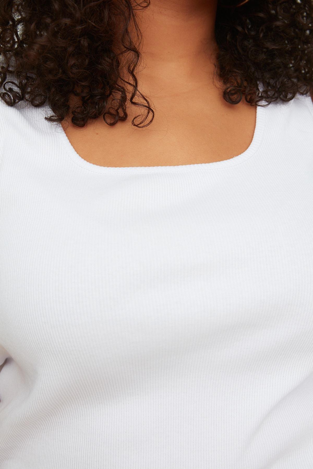 White Square Collar Plus Size Camisole, , large image number 4