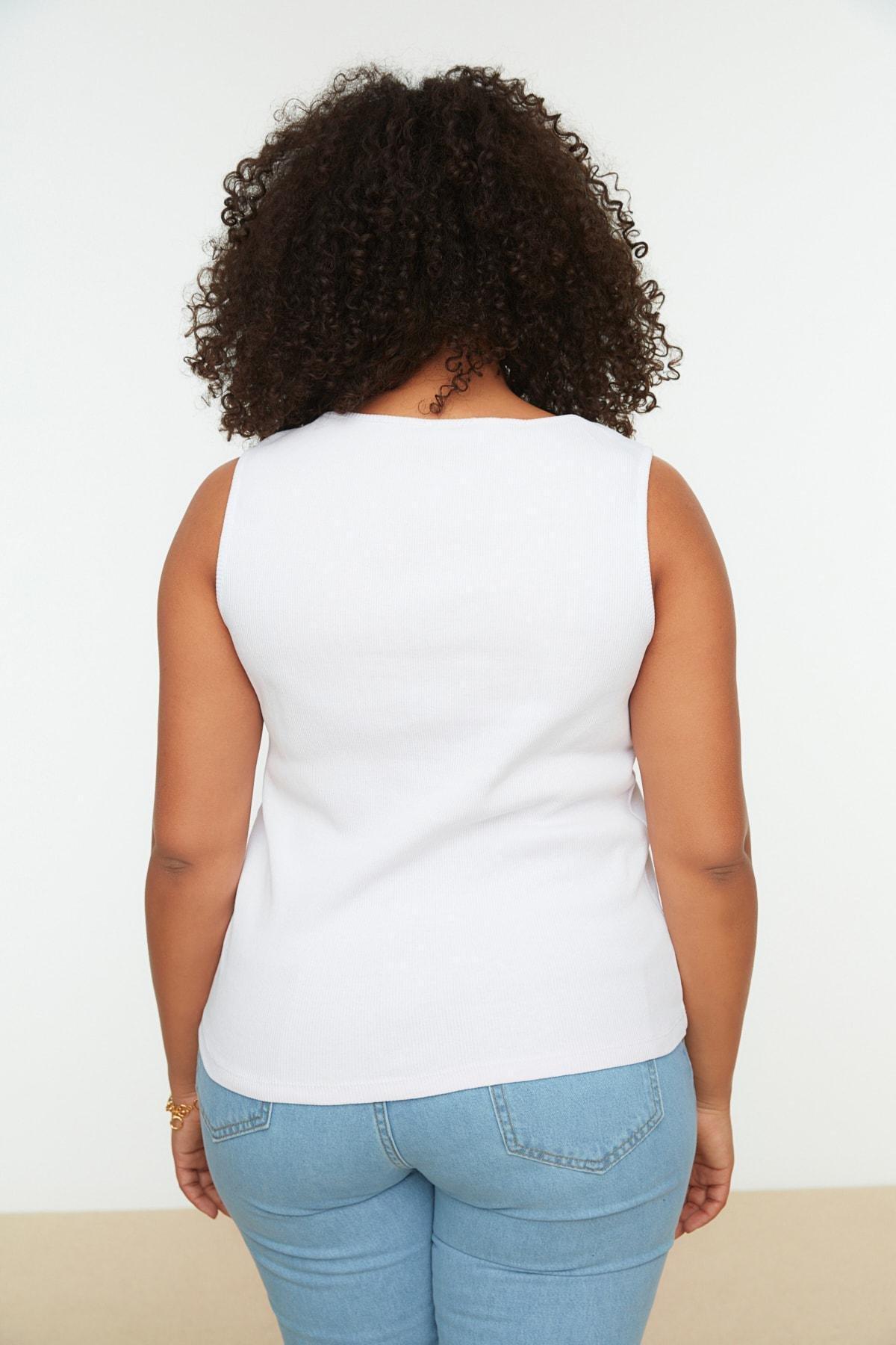 White Square Collar Plus Size Camisole, , large image number 5