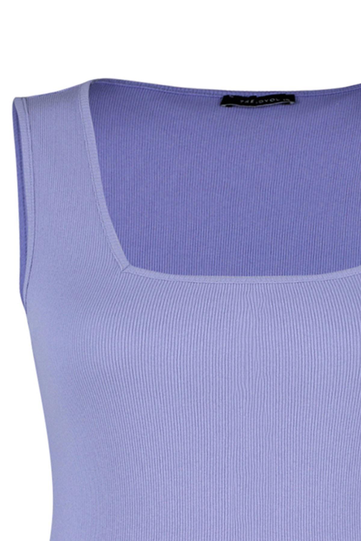 Purple Fitted Plus Size Tank Top, , large image number 6