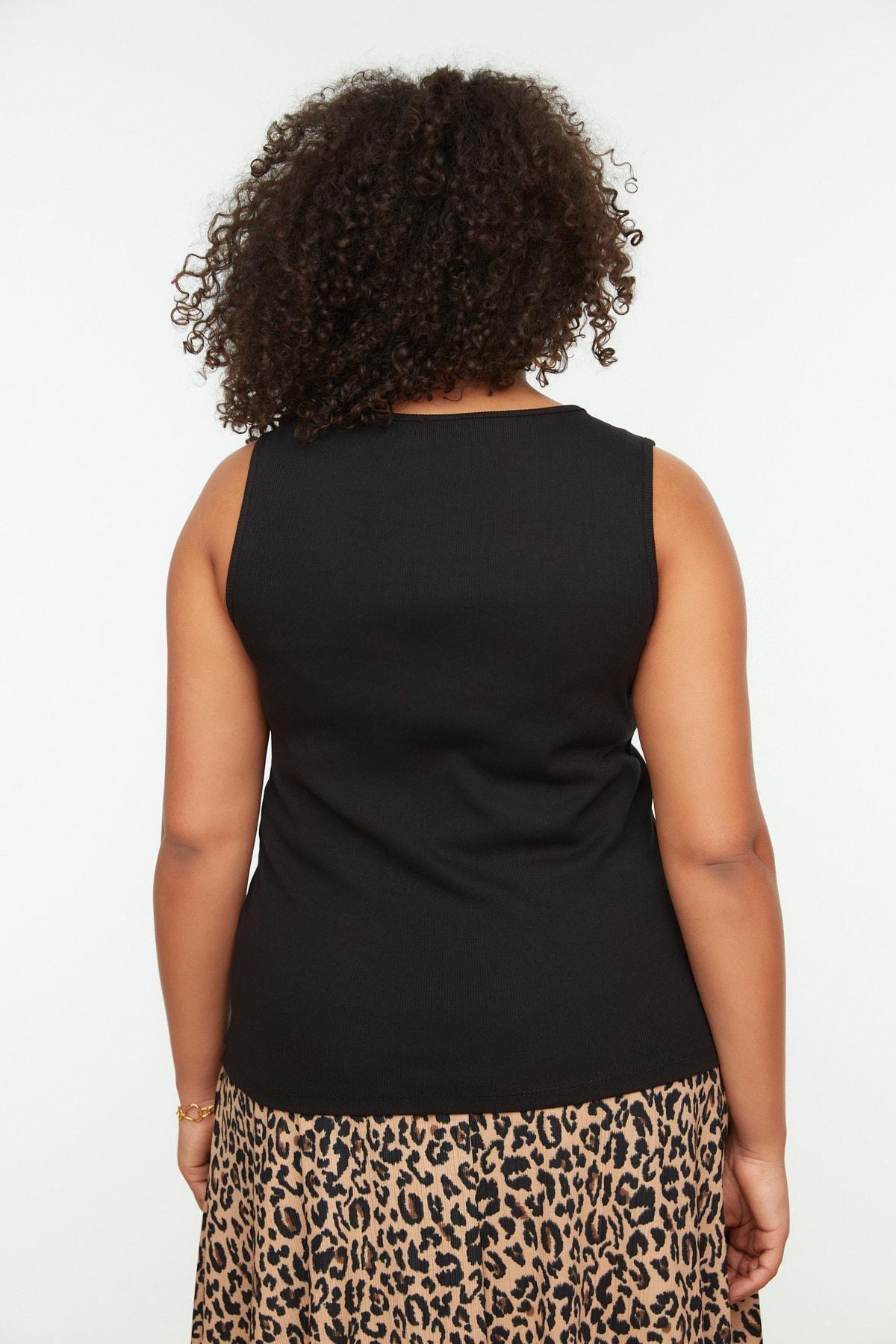 Black Square Collar Plus Size Camisole, , large image number 4