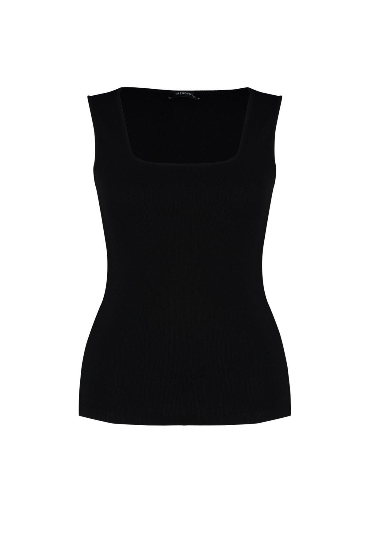 Black Square Collar Plus Size Camisole, , large image number 5