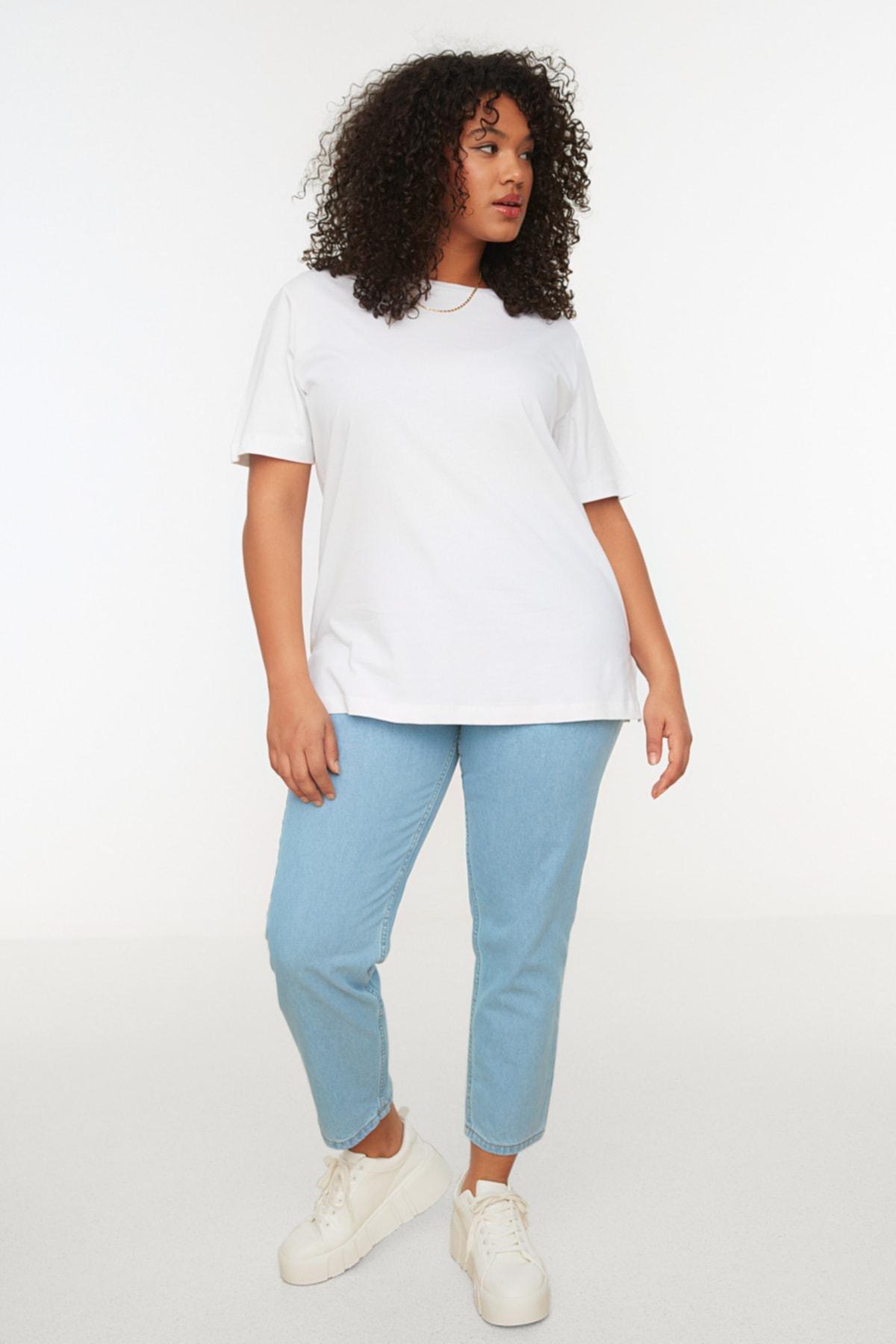 White Relaxed Plus Size T-Shirt, White, medium
