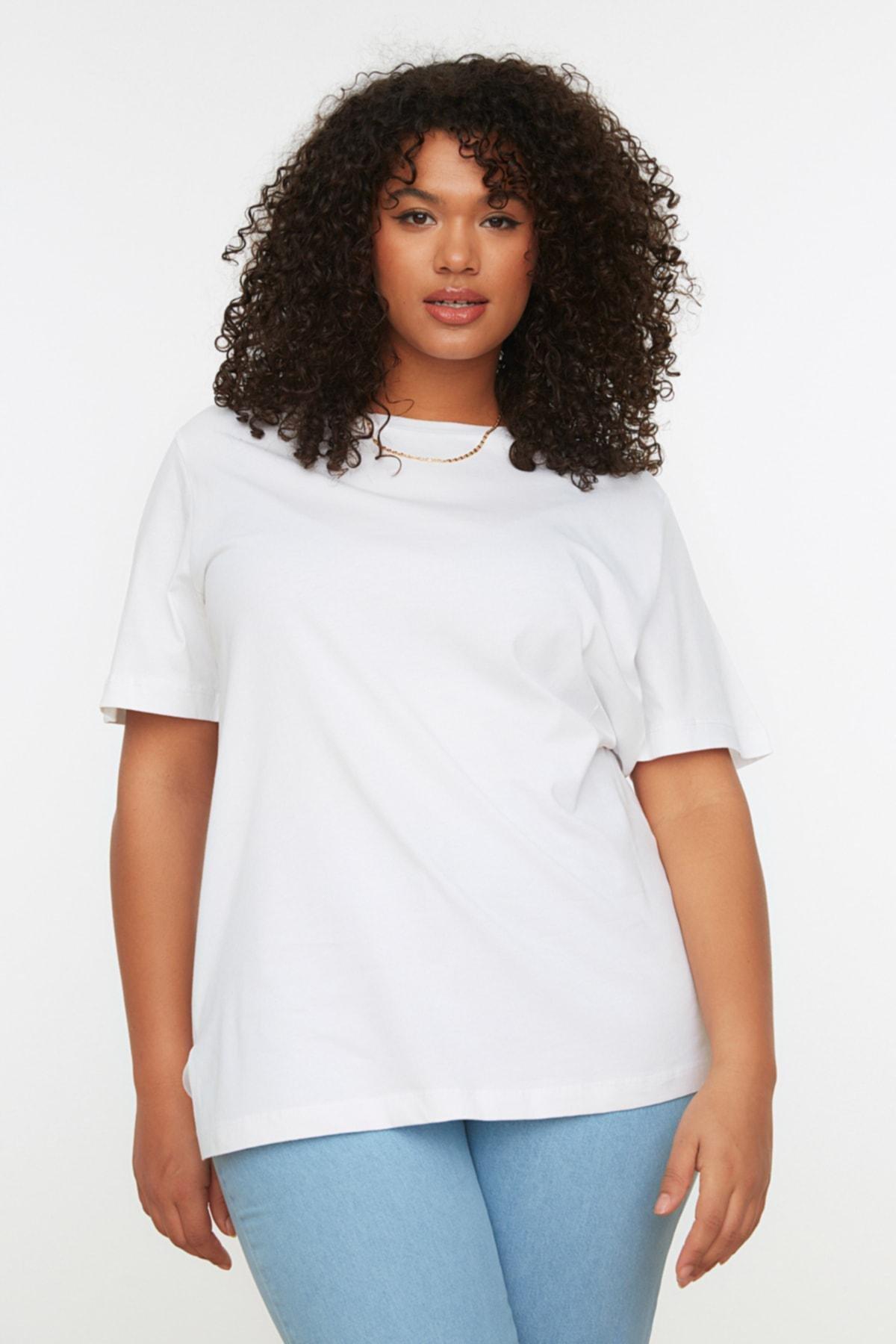 White Relaxed Plus Size T-Shirt, White, large image number 1
