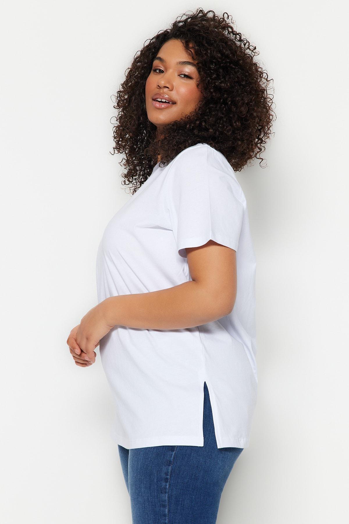 White Relaxed Plus Size T-Shirt, White, large image number 2