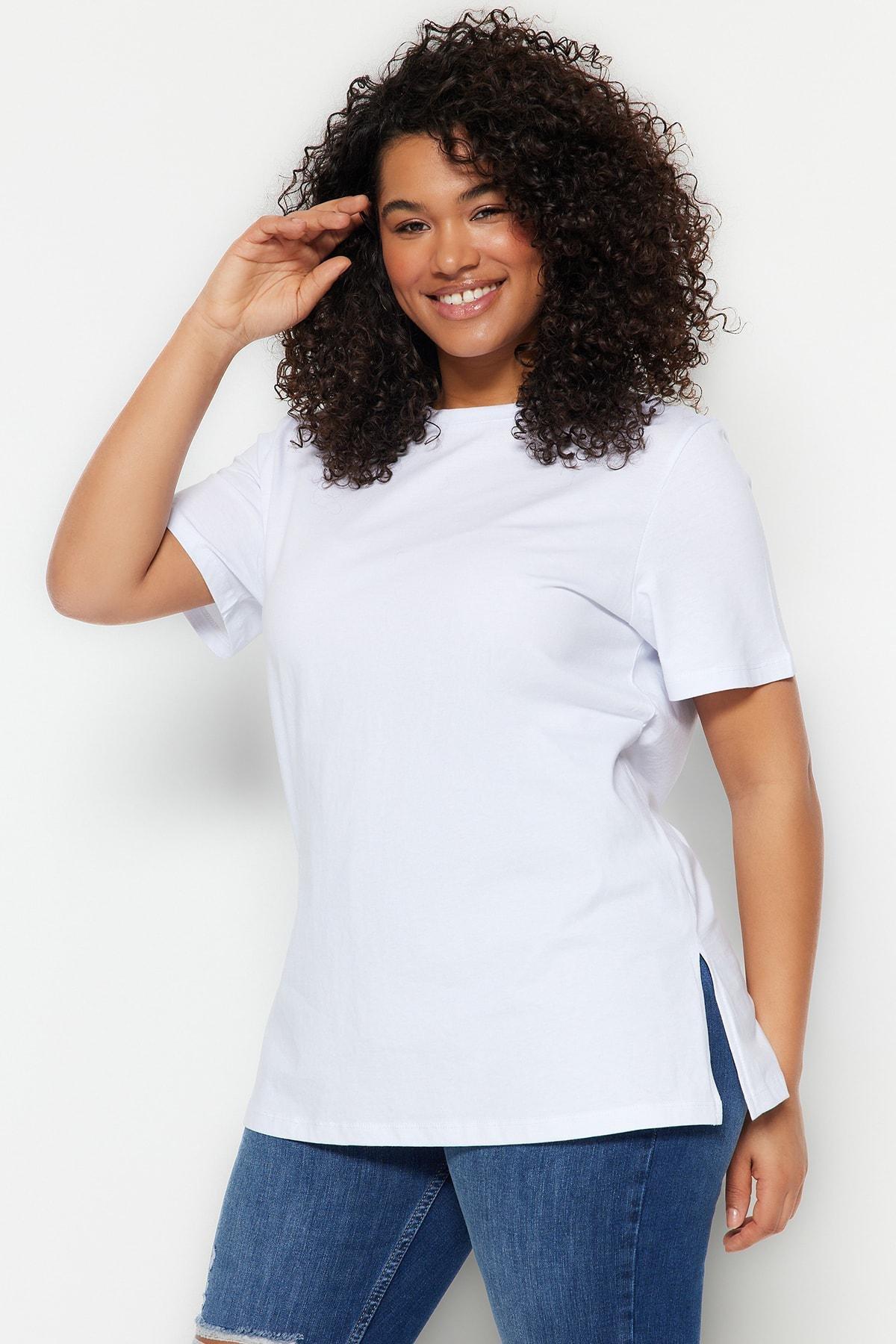 White Relaxed Plus Size T-Shirt, White, large image number 3