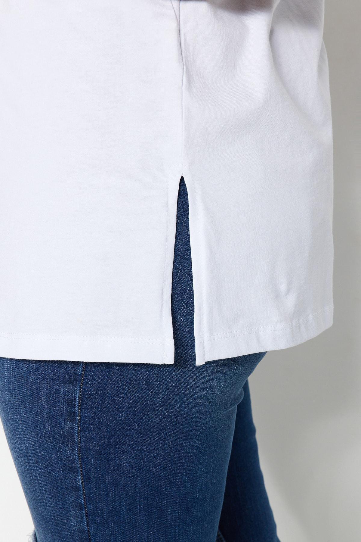 White Relaxed Plus Size T-Shirt, White, large image number 4